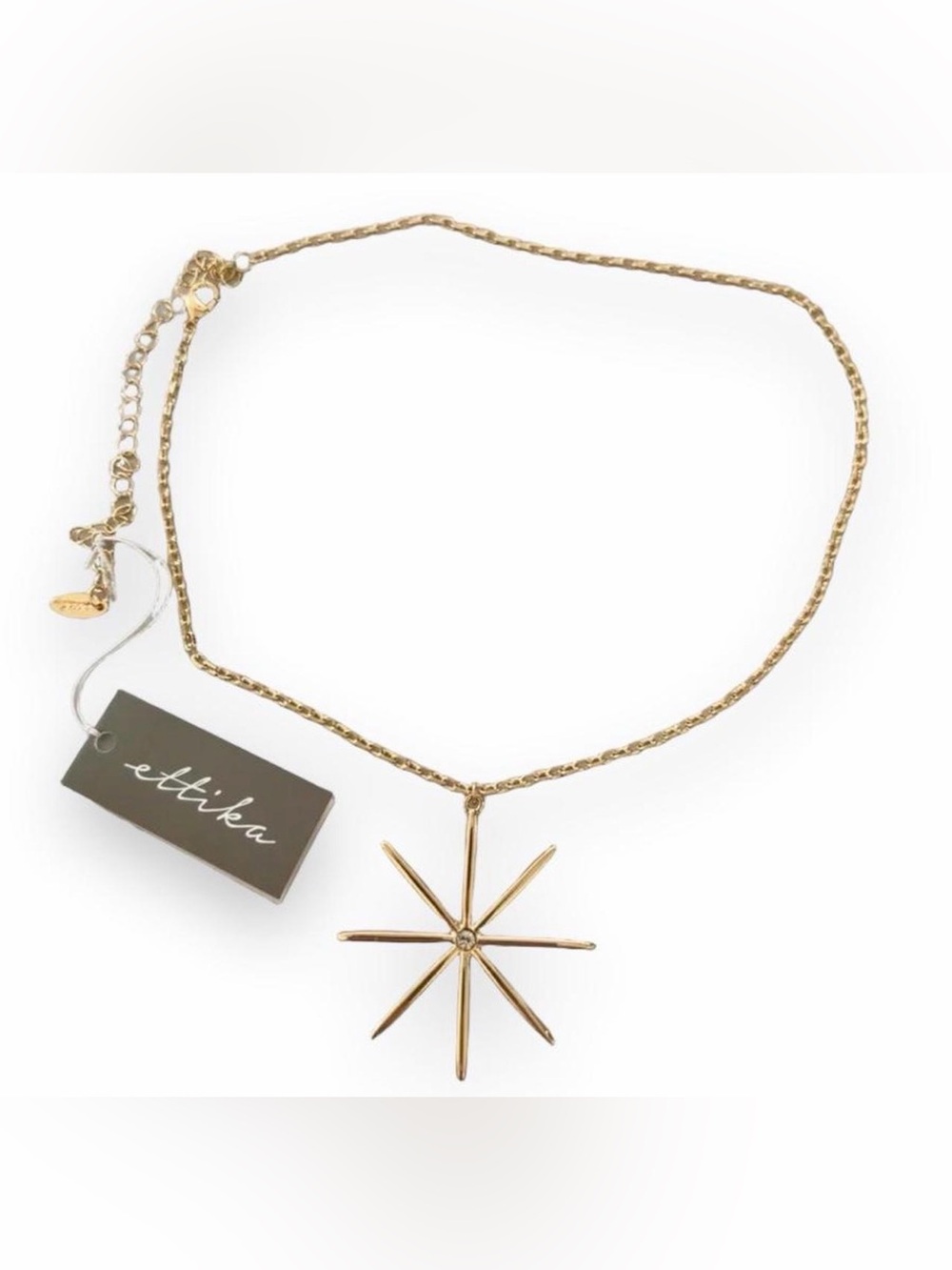 NWT Ettika Gold Celestial Starburst Crystal Pendant Necklace Adjustable